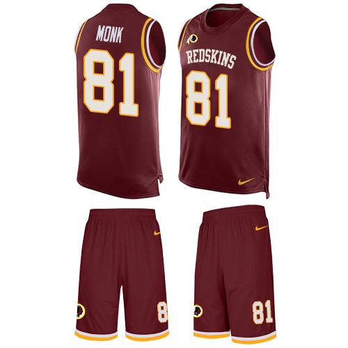 Nike Redskins #81 Art Monk Burgundy Red Team Color Men's Stitched NFL Limited Tank Top Suit Jersey - Click Image to Close